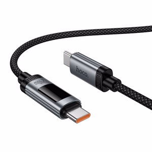 Кабель для передачи данных с цифровым дисплеем USB C to USB C Hoco PD 6A 240W 1,2 m U148 черный