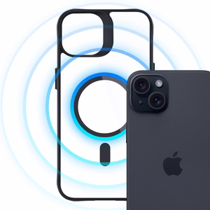 Чехол 3mk Satin Armor MagCase с MagSafe для iPhone 15 - прозрачный с чёрной рамкой
