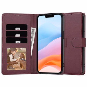 Dėklas Fancy Wallet Xiaomi Redmi 15C 4G tamsiai raudonas