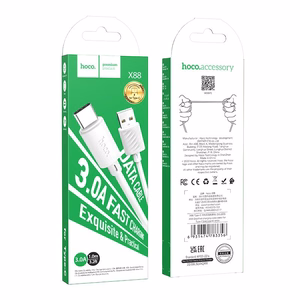 Hoco X88 USB-A į USB-C laidas, 3A, 1 m, baltas