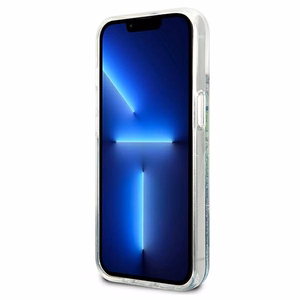 Guess GUHCP13MLFLSN iPhone 13 6.1" žalias/žalias kietasis dėklas su gėlių skysčio blizgučiais