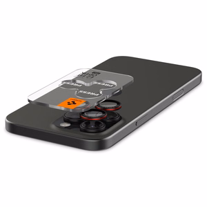Spigen Optik Pro L-Series Glas.tR EZ Fit Tempered Glass for iPhone 14 Pro / Pro Max / 15 Pro / Pro Max / 16 Pro / 16 Pro Max / 17 Pro / 17 Pro Max - Black with Red Edge