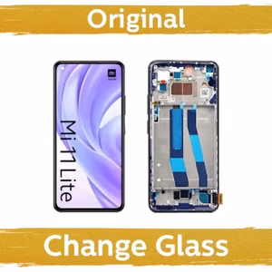 LCD дисплей совместимый с Xiaomi Mi 11 Lite 4G (Lite 5G / Lite 5G NE) с рамкой / голубой / (восстановленный: Китай)