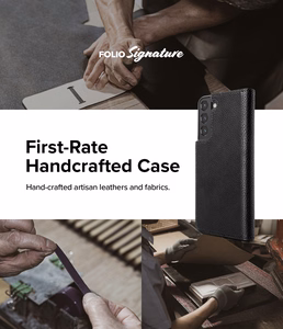 Ringke Folio Signature Flip кожаный чехол для Samsung Galaxy S22+ (S22 Plus) Чёрный