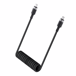 "Acefast" C14-03 USB-C - USB-C spyruoklinis kabelis 480Mb/s 3A 1,2 m - juodas