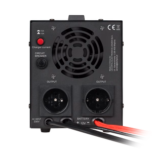 KEMOT PROsinus-800 rezervinis maitinimo šaltinis, grynos sinusoidės keitiklis su įkrovimo funkcija, 12 V/230 V, 800 VA/500 W, juodas