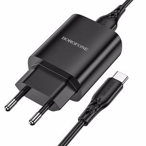 Borofone Sieninis įkroviklis BN1 Innovative - USB - 2,1A su USB į Type C juodas