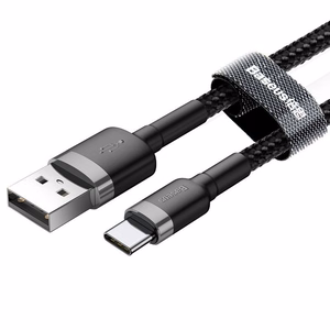 Baseus Cafule USB-C kabelis 2A, 2 m, pilka/juoda (CATKLF-CG1)