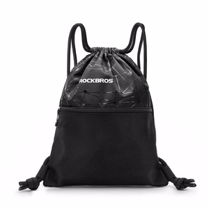 Rockbros D49-2 sports backpack bag with drawstring, zipper pocket and ventilated back 9 l - black
