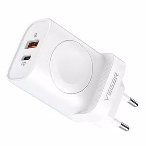 Phone charger VEGER USB A + Typ C + wireless charger compatible with Apple Watch PD QC3.0 3A 25W W002E white