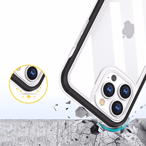 Skaidrus 3in1 dėklas iPhone 14 Plus silikoninis dangtelis su rėmeliu raudonas