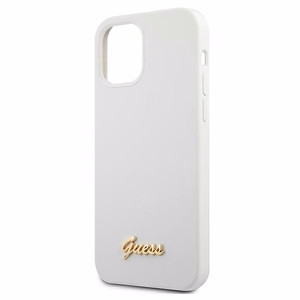 Guess GUHCP12SLSLMGWH iPhone 12 mini 5.4" белый/белый жёсткий чехол Metal Logo Script