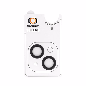 Закалённое стекло Tel Protect 3D Lens на камеру для Iphone 14/14 Plus/16E/17E чёрное (линз 2 шт.)