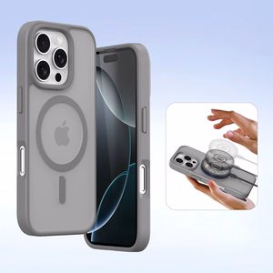 Dux Ducis Lawa iPhone 16 Pro odinis dėklas su nuimama magnetine pinigine - pilkas