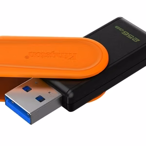 Kingston DataTraveler Exodia S USB 3.2 atminukas, 256 GB, juoda / oranžinė