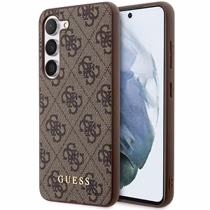 Guess GUHCS23SG4GFBR S23 S911 коричневый/коричневый жёсткий чехол 4G Metal с золотым логотипом