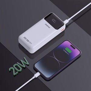 Išorinė baterija Dudao K15Pro 20000mAh 22,5W PD USB-C / USB-A / integruoti Lightning ir USB-C laidai (balta)