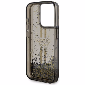 Guess Liquid Glitter Gold Stripes dėklas telefonui iPhone 15 Pro - juodas