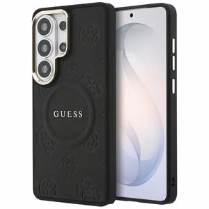 Guess чехол Saffiano Peony Embossed Ring MagSafe Samsung Galaxy S26 Ultra черный