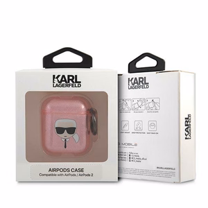 Karl Lagerfeld KLA2UKHGP чехол AirPods розовый Glitter Karl`s Head