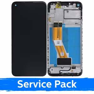 LCD Display Compatible With Samsung A115 A11 Black With Frame (Service Pack)