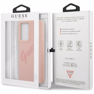 Dėklas telefonui Guess GUHCS21LLSVSPI S21 Ultra G998 rožinis/rožinis kietasis dėklas Script Vintage