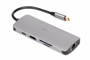iBox IUH3RJ4K Хаб USB Type-C 5000 Mbit/s серебристый