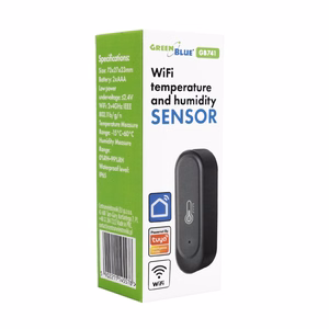„GreenBlue“ išorinis temperatūros ir drėgmės jutiklis su „Wi-Fi“, „Android“/„iOS“, 3,0 V DC, LR03x2, IP65, GB741