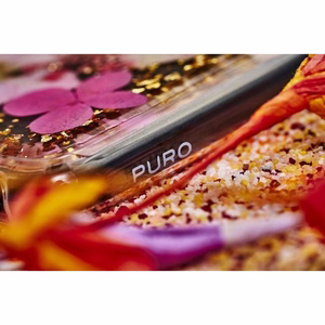 Puro Glam Hippie Chic dėklas, skirtas iPhone XR, su tikrais žaliais gėlių žiedlapiais
