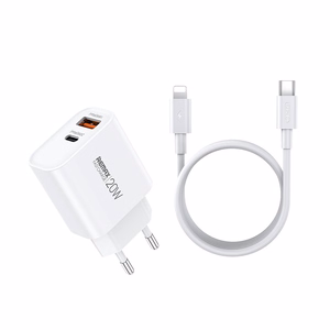 Įkroviklis Remax RP-U120 20W USB-C/USB-A + USB-C to Lightning cable 1.0m baltas