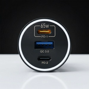 Blavec Car charger BS-06D-C Trip - USB + 2xType C - QC 3.0 18W PD 65W with Type C to Type C (CCBS06DCQ-U2CB) black