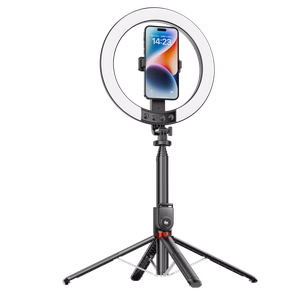 Blavec Selfie žiedo lempa Aluminium Aura LED RGB žiedas P-50 25cm trikojis + nuotolinio valdymo pultas + 2,3 metrai (RLP50-TRB23) juoda