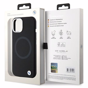 BMW parašo skystas silikonas Magnetinis dėklas telefonui iPhone 15 - juodas