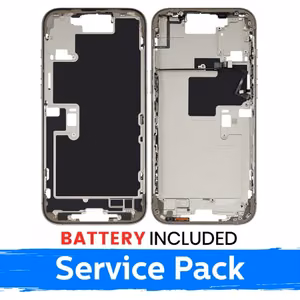 Apple iPhone 16 Pro Max vidurinio rėmo korpusas + baterija / Baltas titanas / (Aptarnavimo pakuotė)