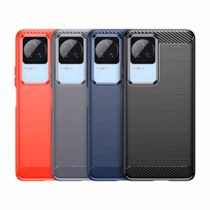Чехол Carbon для Xiaomi Poco F4 5G гибкий силиконовый карбоновый чёрный