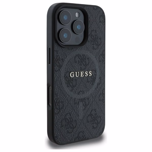 Чехол GUESS для iPhone 16 Pro Max совместимый с MagSafe GUHMP16XG4GFRK (PU 4G Ring Classic Logo) чёрный