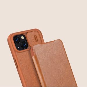 Nillkin Qin Leather Pro Case iPhone 14 Plus с защитой камеры флип-чехол чёрный