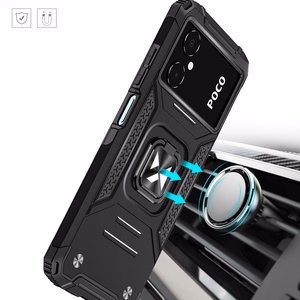 Wozinsky Ring Armor dėklas Samsung Galaxy A03 šarvuotas dangtelis magnetinis laikiklis žiedas juodas