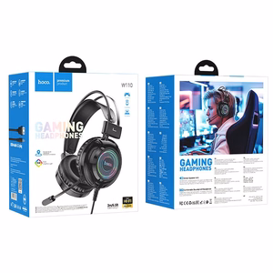 HOCO laidinės ausinės USB A + Jack 3,5 mm su mikrofonu žaidimams W110 2 m juodos