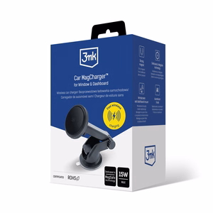 Automobilinis laikiklis-įkroviklis 3mk Car MagCharger 15W (windshield/dashboard) juodas