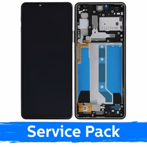 LCD ekranas skirtas Sony Xperia 10 IV juodas su rėmeliu (Service Pack)
