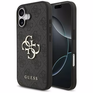 Dėklas Guess PU 4G Metal Logo Apple iPhone 17 pilkas