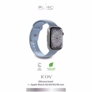 Силиконовый ремешок Puro Icon для Apple Watch 42 / 44 / 45 / 49 мм - голубой (2 шт.)