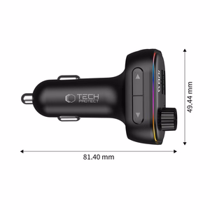 Tech-Protect CC07 3 prievadų PD 54W automobilinis įkroviklis + Bluetooth FM siųstuvas - juodas