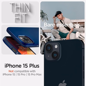 Spigen Thin Fit dėklas telefonui iPhone 15 Plus - mėlynas