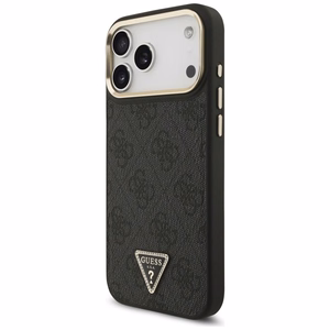 Guess чехол для iPhone 17 Pro Max совместимый с MagSafe GUHMP17XP4GTDGMK (4G PU W/ Triangle Logo) золотой чёрный