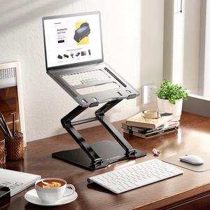Wozinsky WRS-CPY75DSB aliuminis nešiojamojo kompiuterio ir planšetės stovas + nemokamas išmaniojo telefono stovas - juodas