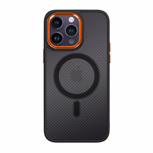 Tel Protect Magnetic Carbon dėklas iPhone 13 Pro juodai-oranžinis
