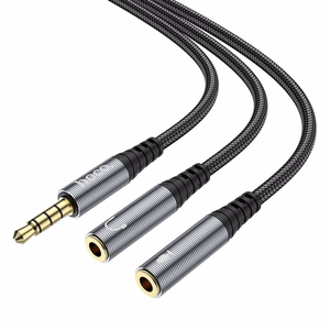 Kabel AUX 2w1 Jack 3,5 mm (męski) do 2 x Jack 3,5 mm (żeński) Hoco 0,25 m UPA21 pilkas (SC)