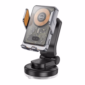 HOCO automobilinis laikiklis telefonui priekinio stiklo ir centrinės konsolės HW8 (15W) juodas